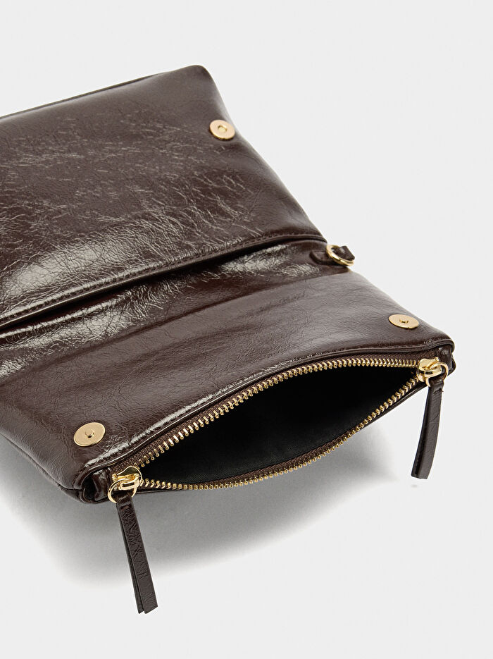 Çatlak Efektli Kapaklı Parti Çantası