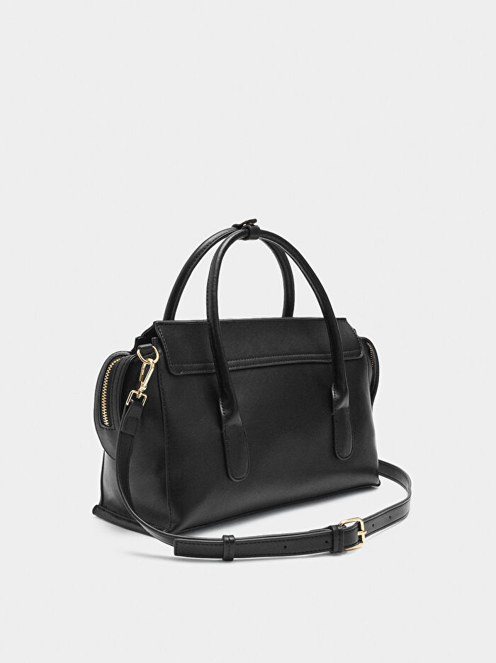 Kapaklı Düz Tote Çanta