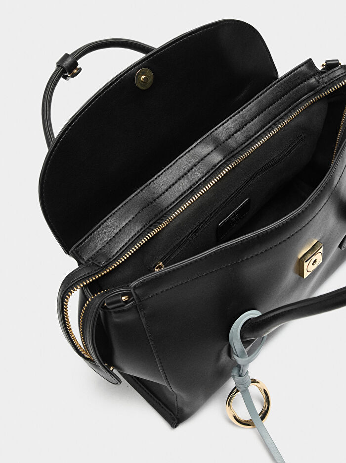 Kapaklı Düz Tote Çanta