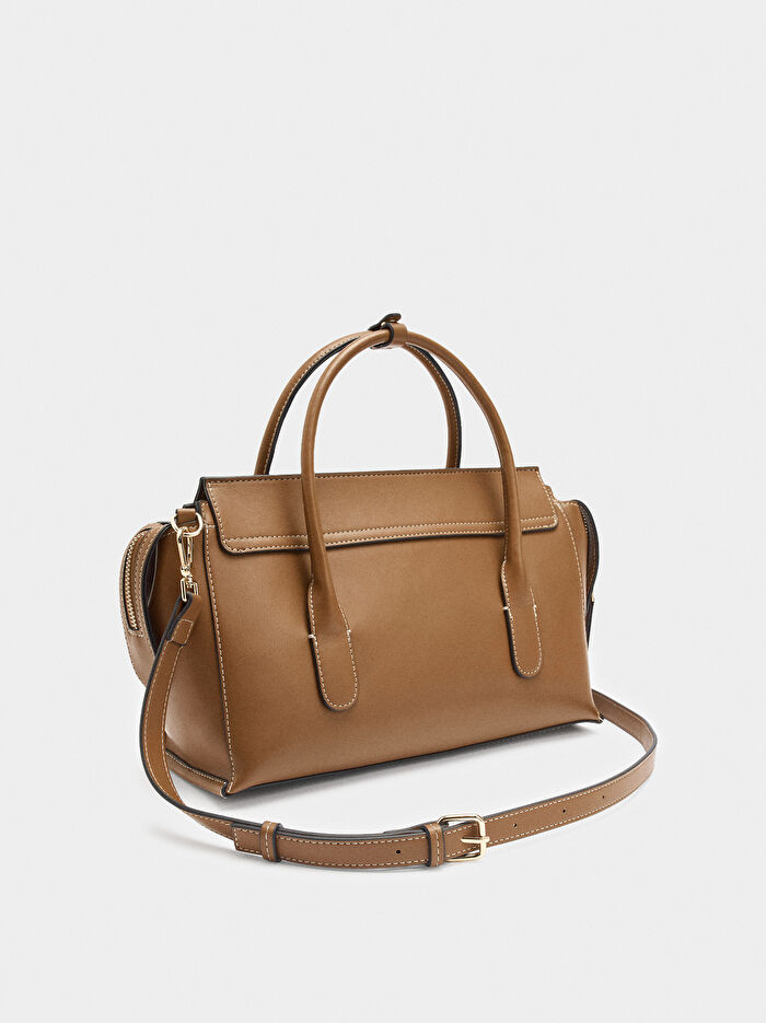 Kapaklı Düz Tote Çanta