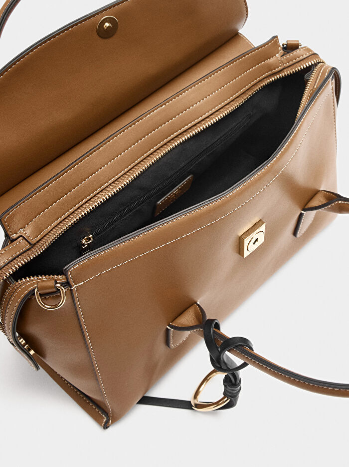 Kapaklı Düz Tote Çanta