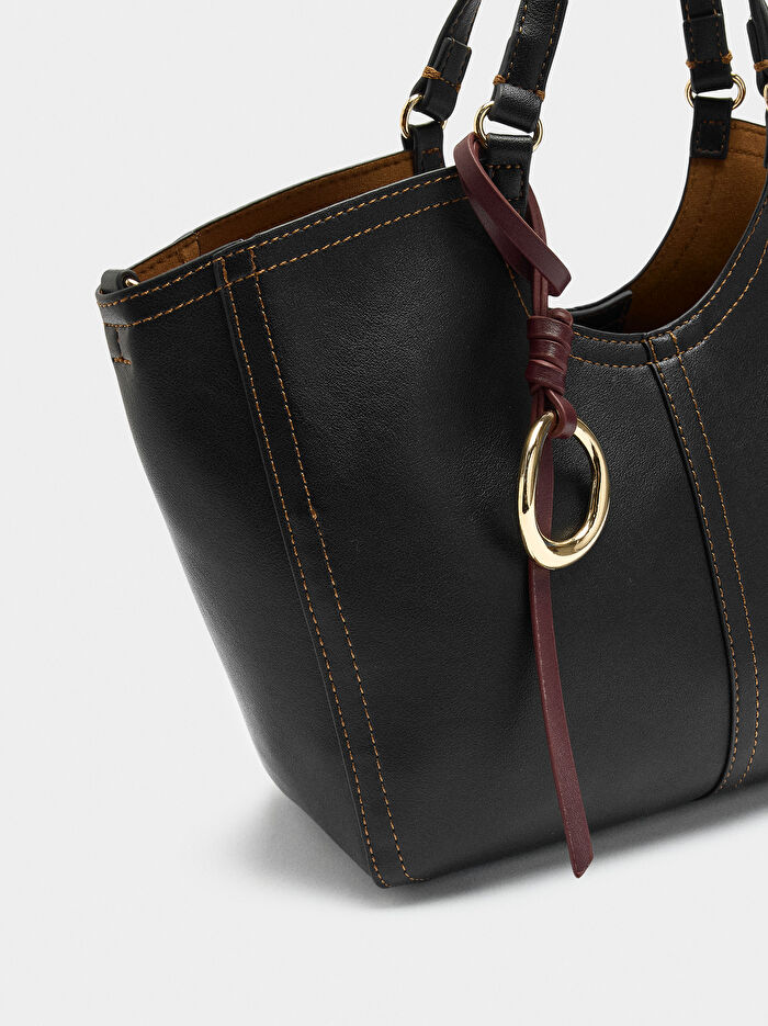 Fermuarlı Düz Tote Çanta