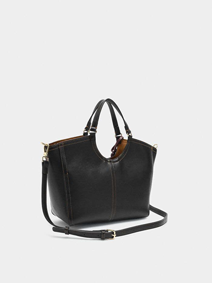 Fermuarlı Düz Tote Çanta