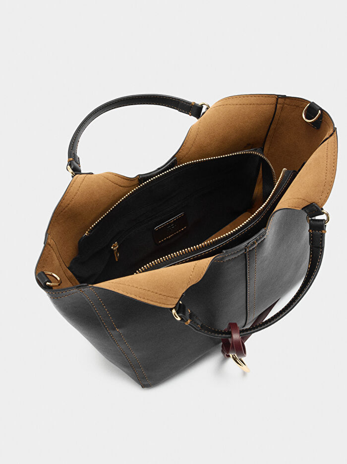 Fermuarlı Düz Tote Çanta