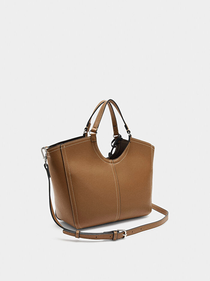 Fermuarlı Düz Tote Çanta