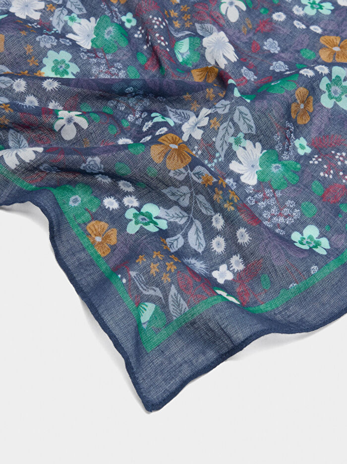 %100 Pamuklu Kare Desenli Fular