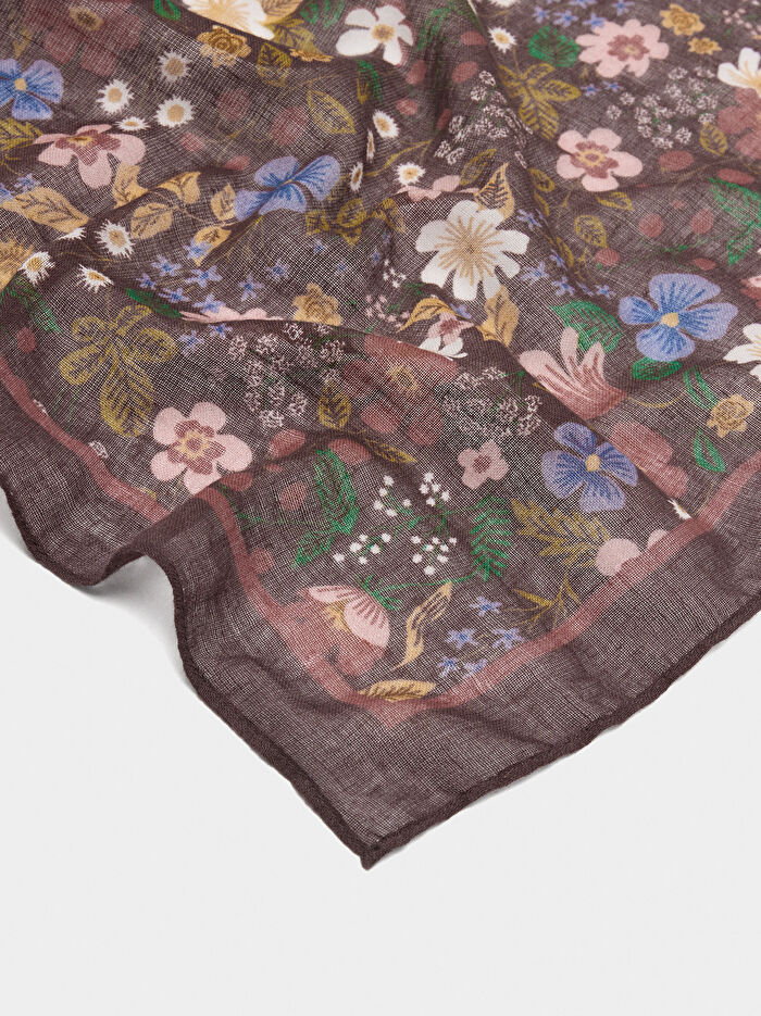 %100 Pamuklu Kare Desenli Fular