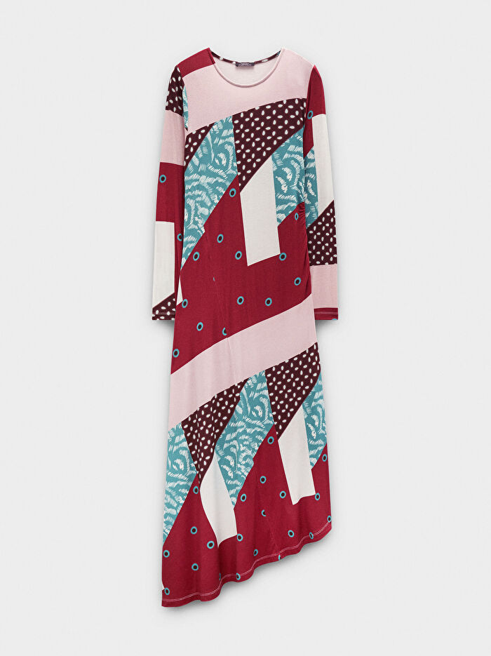 Asimetrik Desenli Elbise