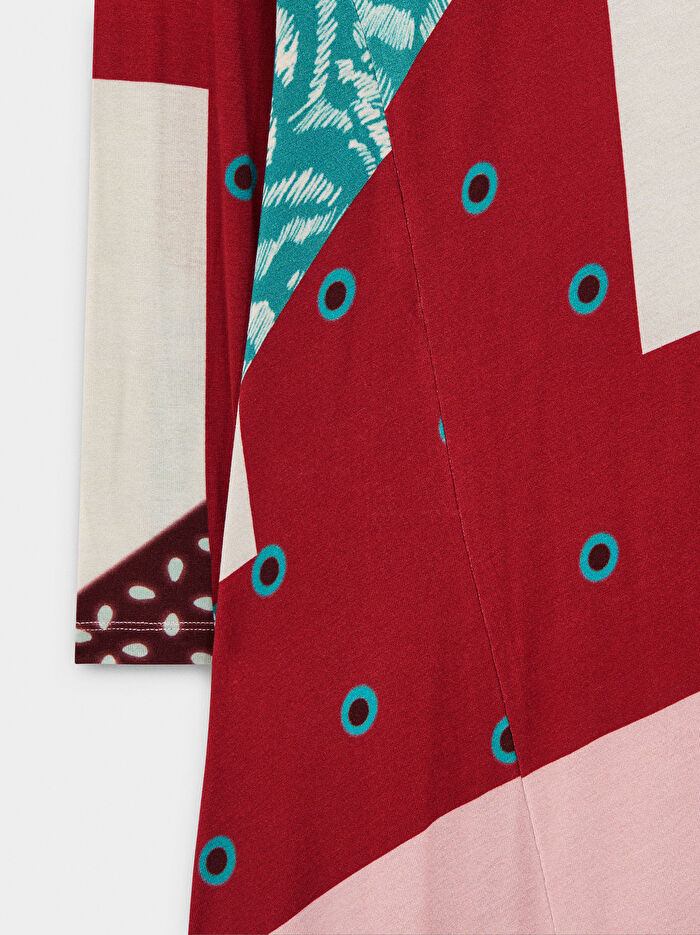 Asimetrik Desenli Elbise