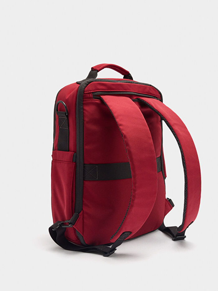 Kalp Charm'lı Teknik Kumaş Kabin Boy Sırt Çantası