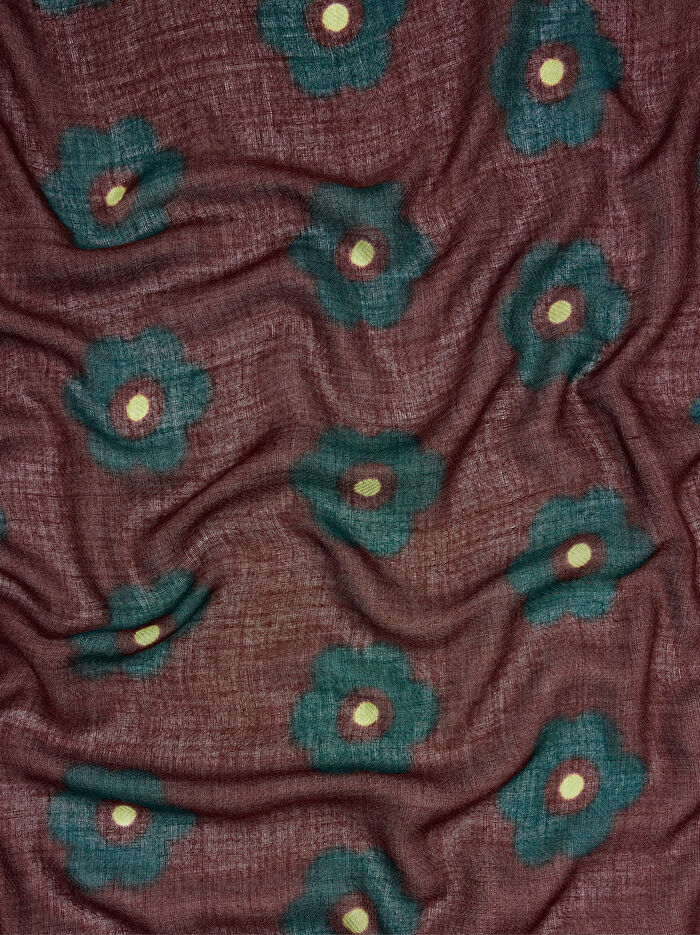 Yünlü Çiçek Desenli Şal