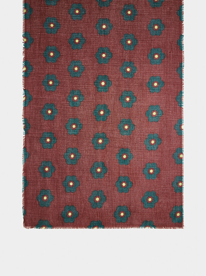 Yünlü Çiçek Desenli Şal