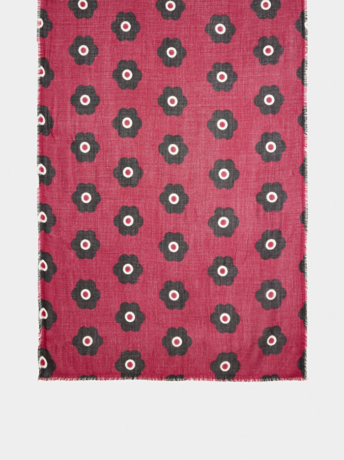 Yünlü Çiçek Desenli Şal