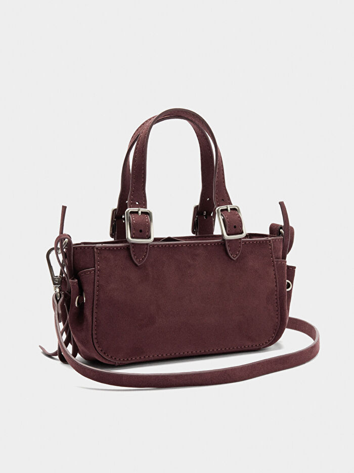 Deri Efektli Mini El Çantası