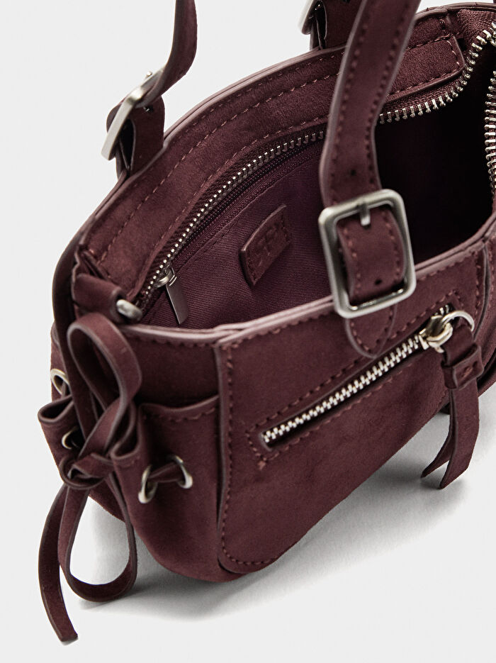 Deri Efektli Mini El Çantası