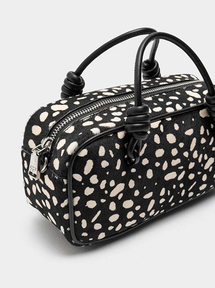 Hayvan Desenli Deri Tote Çanta