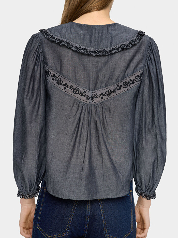 %100 Pamuk Nakışlı Bluz