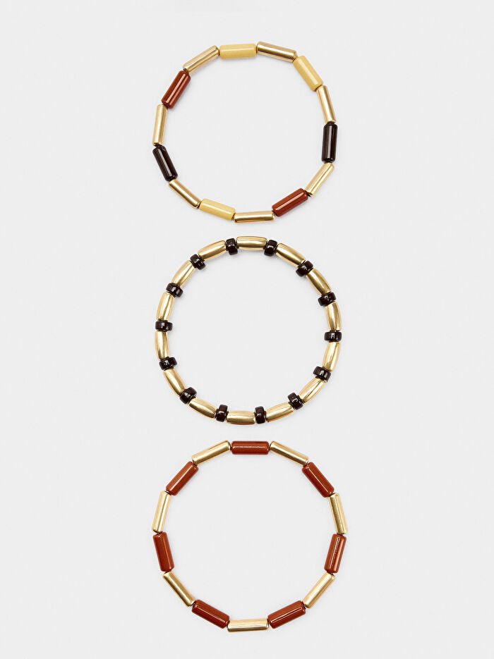 Silindirik Boncuklu Elastik Bileklik Seti