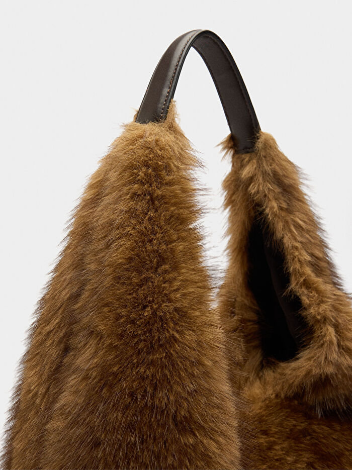 Kürk Efektli Hobo Çanta