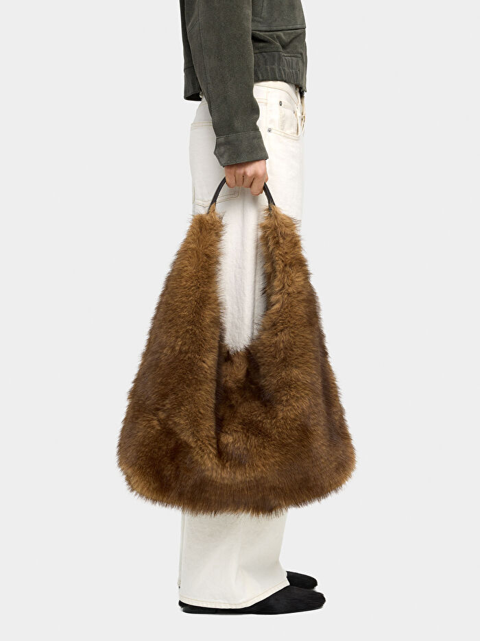 Kürk Efektli Hobo Çanta