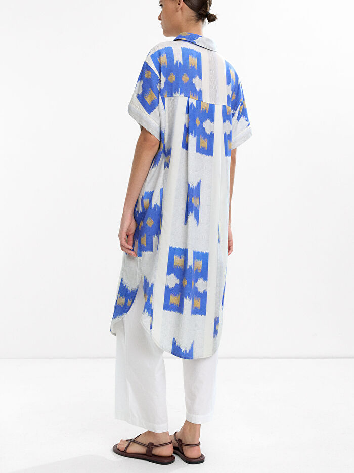 Desenli Gömlek Elbise - %100 Liyosel