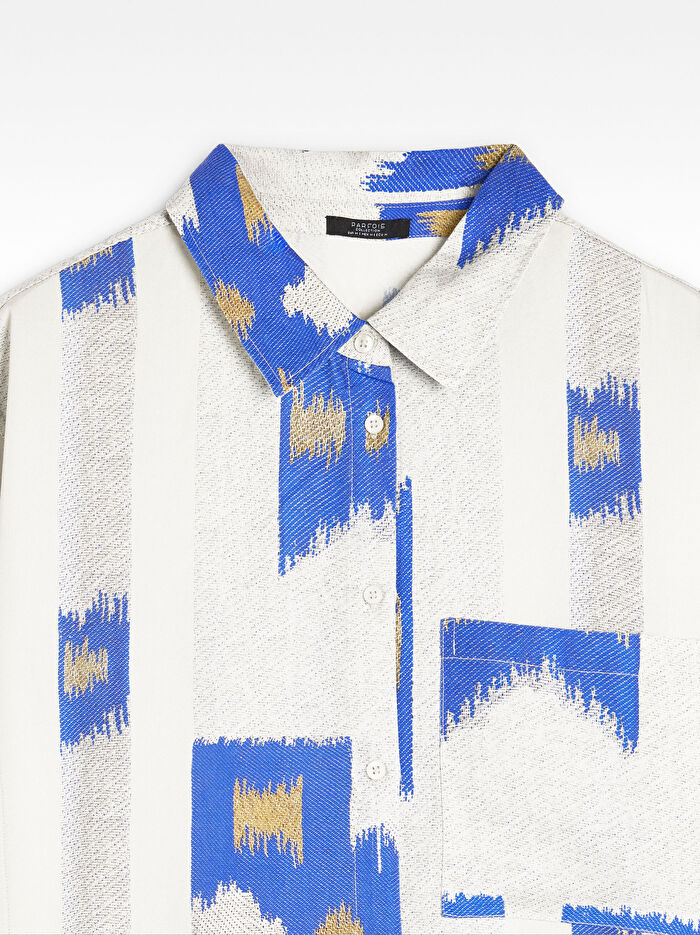 Desenli Gömlek Elbise - %100 Liyosel