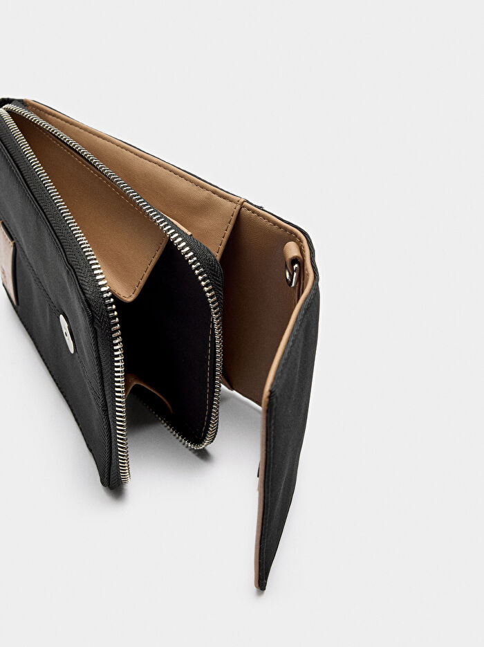 Teknik Kumaş Efektli Cep Telefonu Çantası