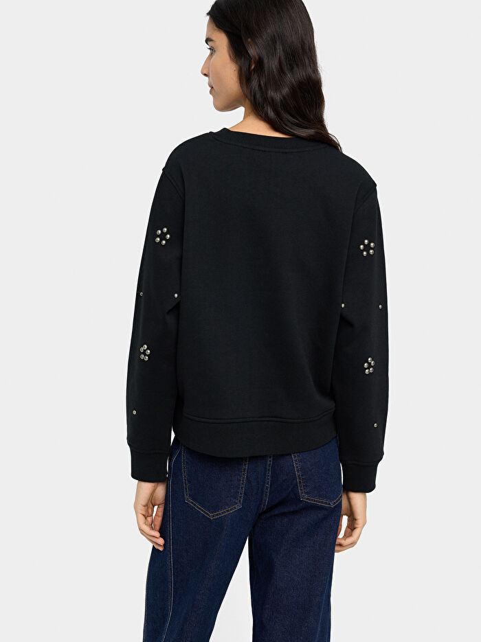 Aplike Detaylı Pamuklu Sweatshirt