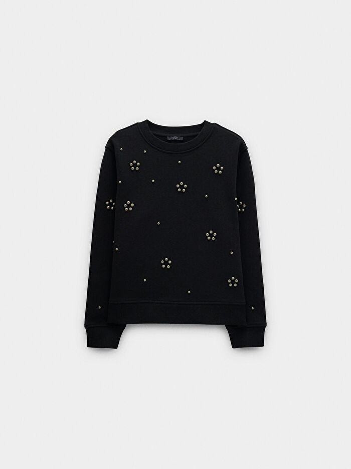 Aplike Detaylı Pamuklu Sweatshirt
