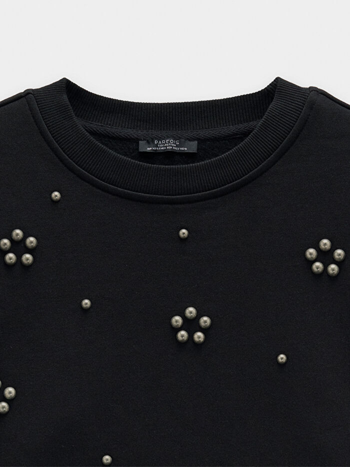 Aplike Detaylı Pamuklu Sweatshirt