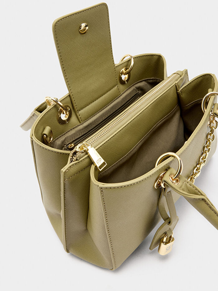 Dokulu ve Charm'lı Omuz Çantası