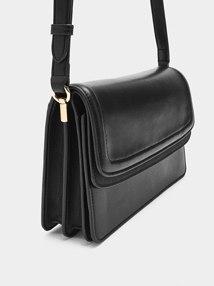 Çift Kapaklı Çapraz Askılı Çanta