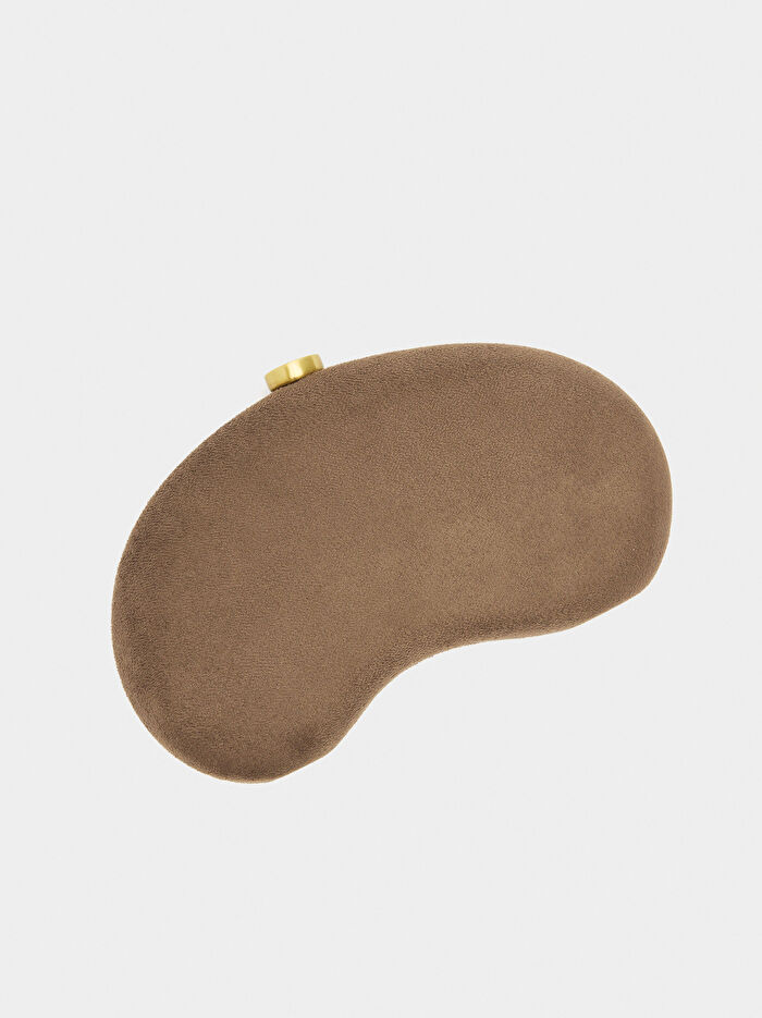 Deri Efektli Oval Parti Çantası