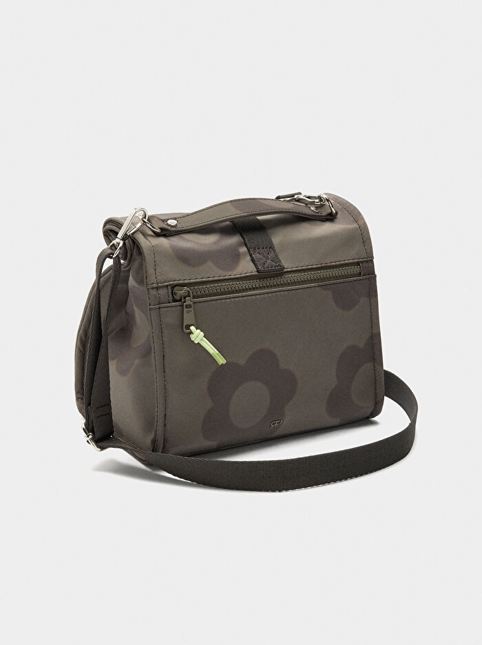 Çiçek Desenli Teknik Kumaş Yemek Çantası