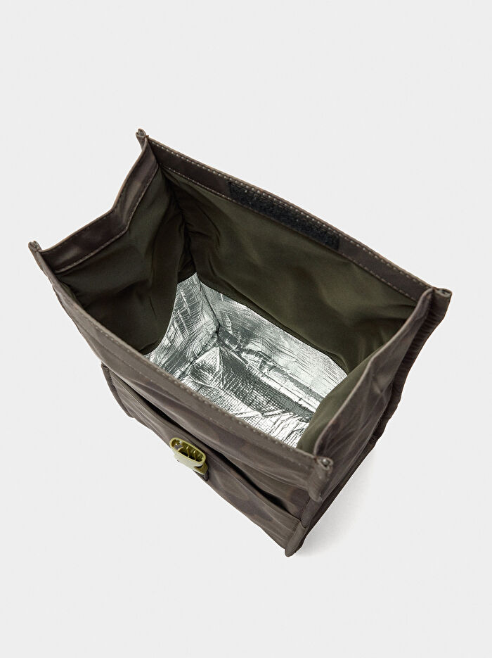 Çiçek Desenli Teknik Kumaş Yemek Çantası