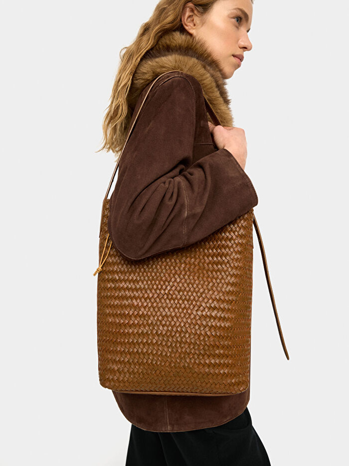 Örme Deri Omuz Çantası