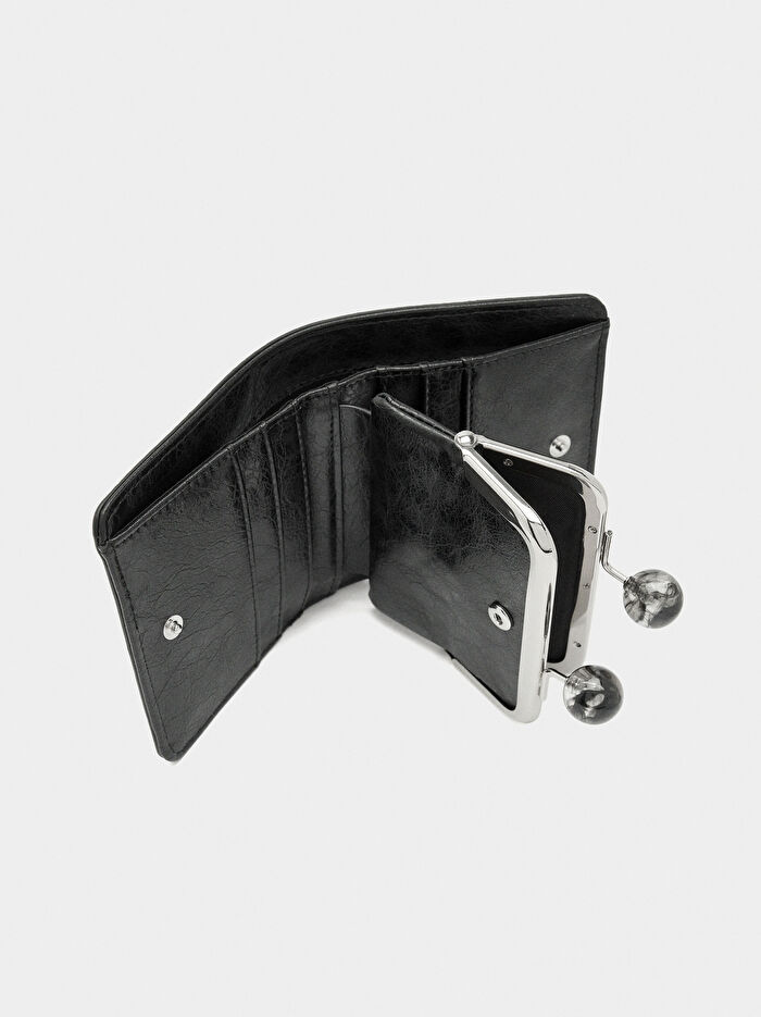 Zımba Detaylı Kiss-Lock Cüzdan
