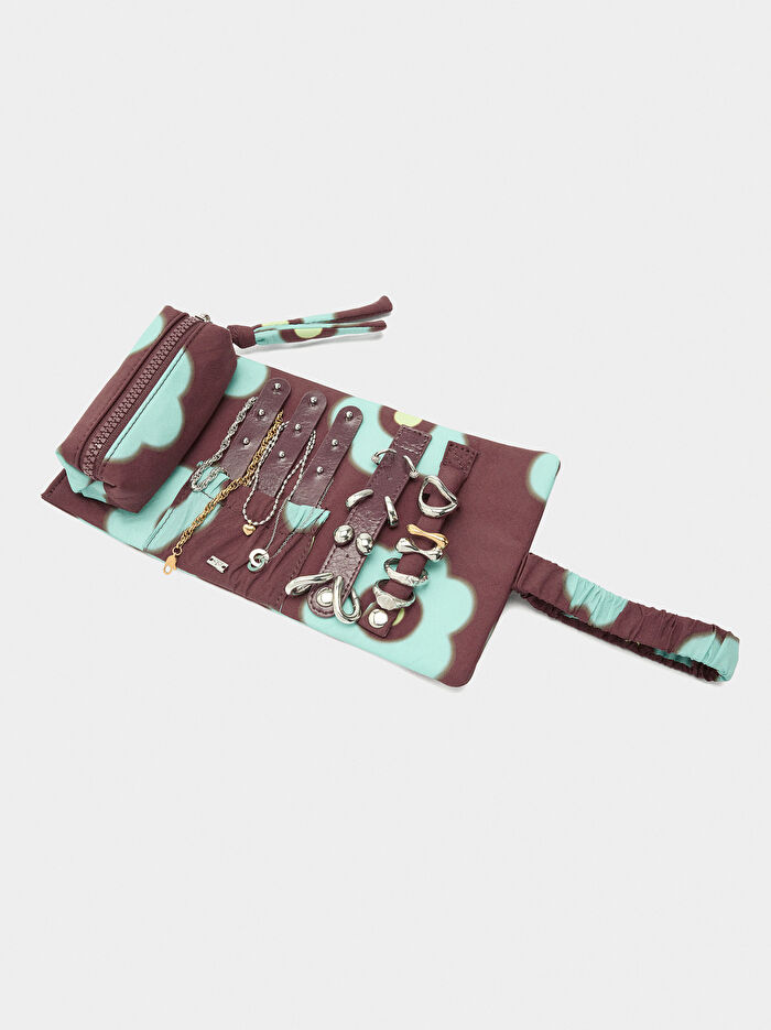 Desenli Teknik Kumaş Takı Çantası