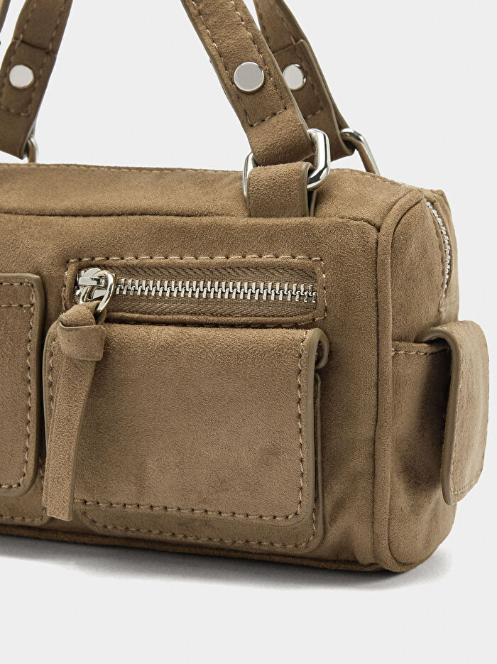 Deri Efektli Mini El Çantası