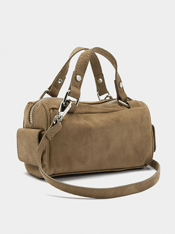 Deri Efektli Mini El Çantası