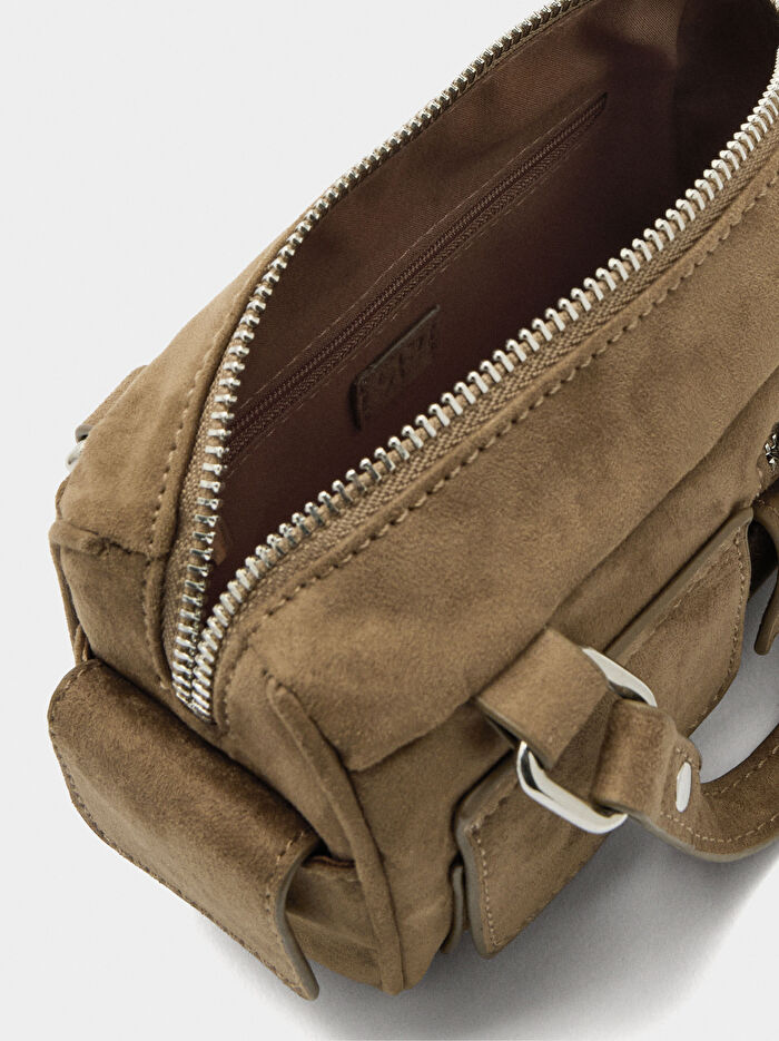 Deri Efektli Mini El Çantası