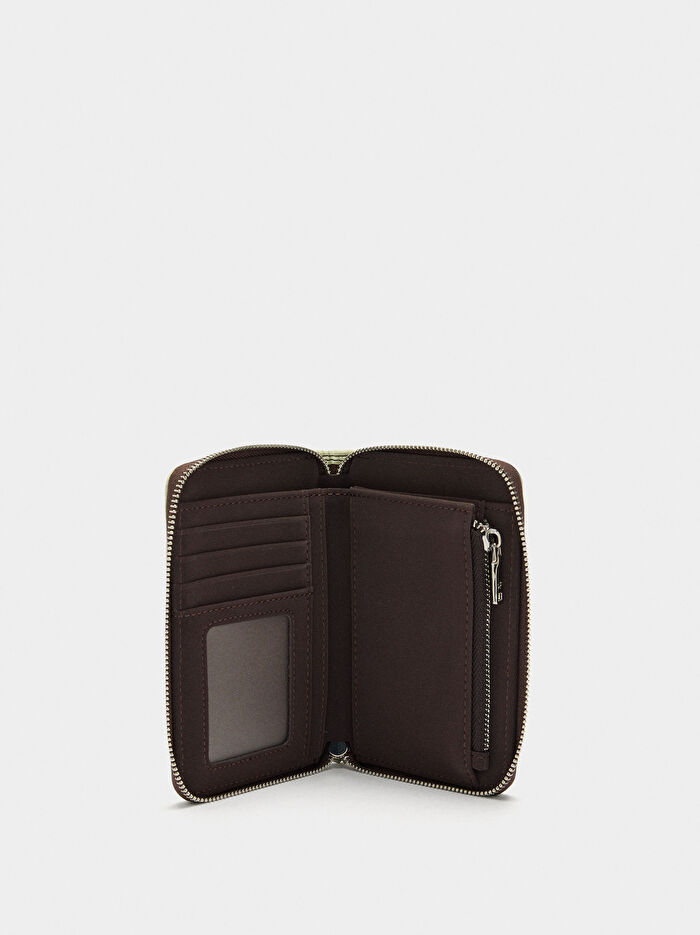 Çiçek Desenli Teknik Kumaş Cüzdan