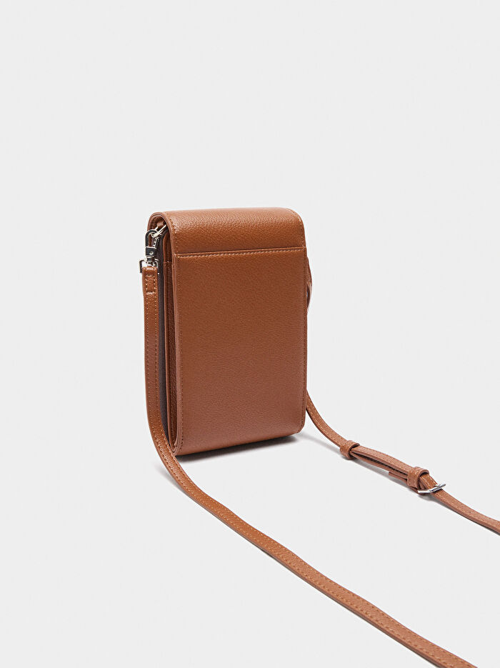 Dokulu ve Kapaklı Cep Telefonu Çantası