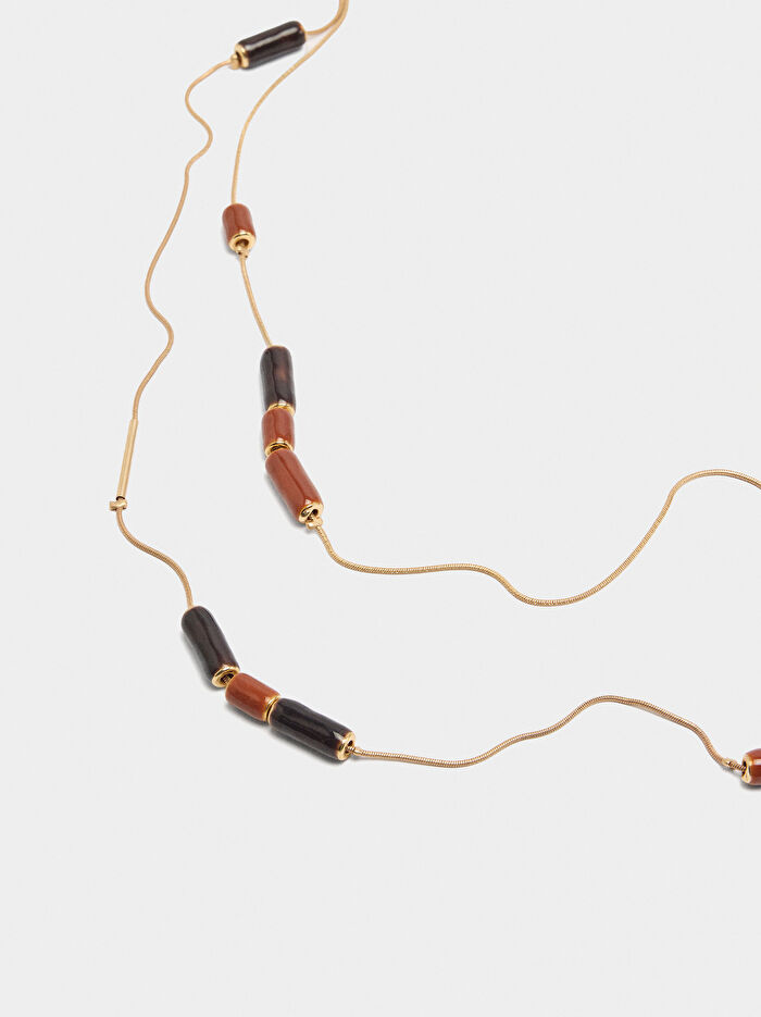 Mine Detaylı Çift Kolye