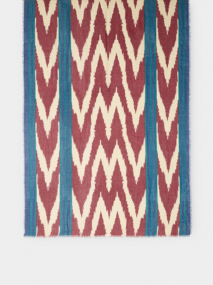 Desenli Yün Karışımlı Fular