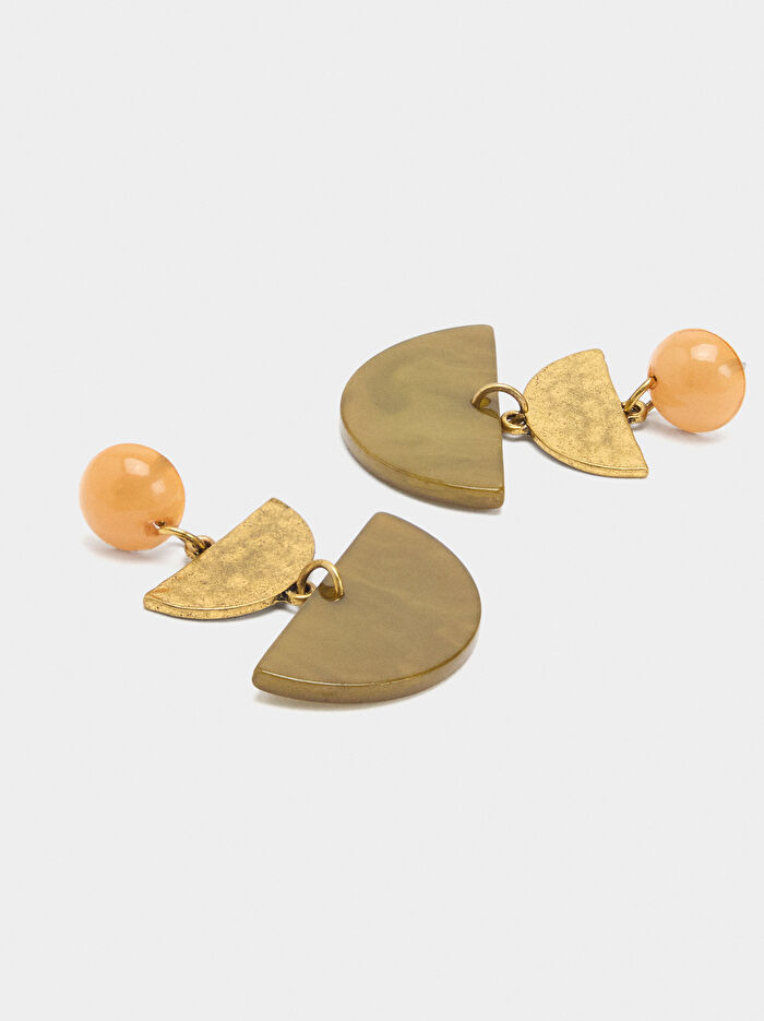 Taş Efektli Uzun Küpe