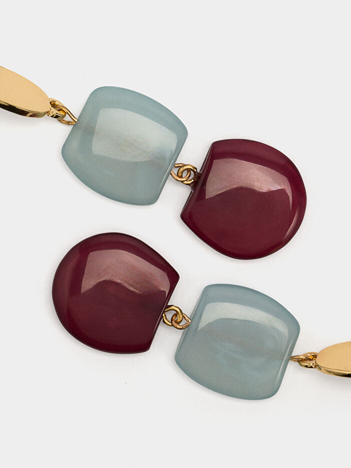 Taş Efektli Uzun Küpe