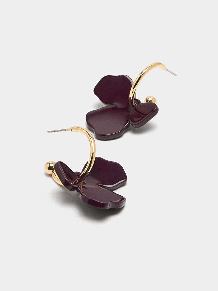 Çiçekli Halka Küpe