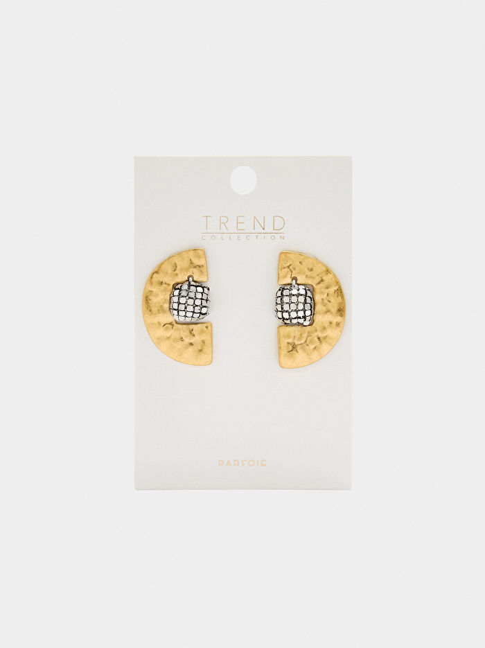 Yarım Daire İki Renkli Maxi Küpe