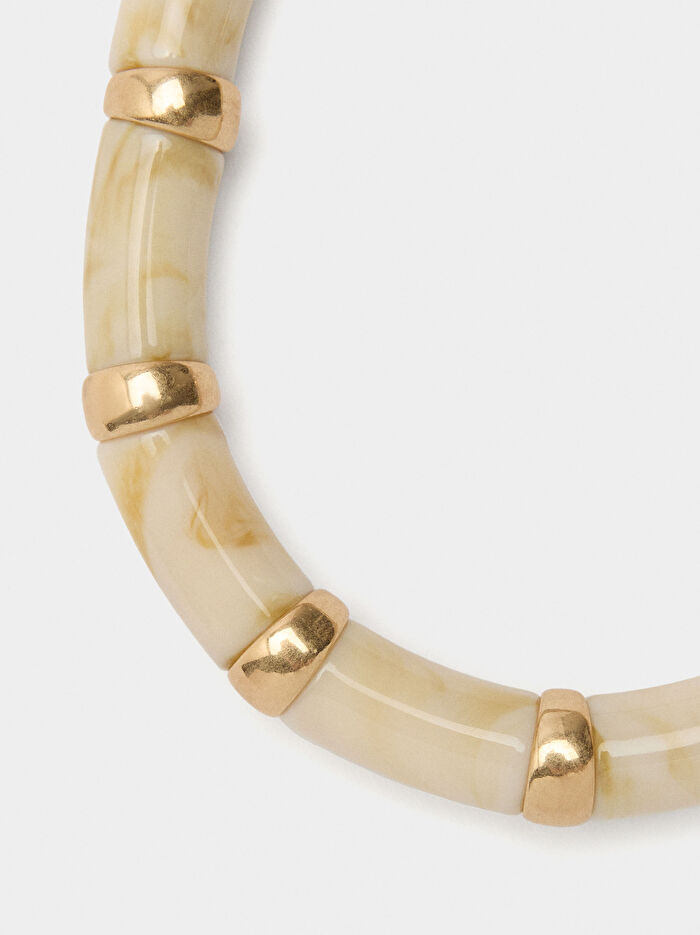 Taş Efektli Kısa Parçalı Kolye